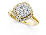Yellow gold Cushion Halo Round Diamond Solitaire Engagement Ring with Pave Band and Four-Prong Setting_19