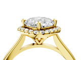 Yellow gold Cushion Halo Round Diamond Solitaire Engagement Ring with Pave Band and Four-Prong Setting_22