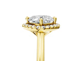 Yellow gold Cushion Halo Round Diamond Solitaire Engagement Ring with Pave Band and Four-Prong Setting_23