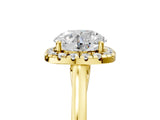 Yellow gold Cushion Halo Round Diamond Solitaire Ring with Pavé Band and Four-Prong Setting_11