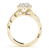 Yellow gold Cushion Halo Round Diamond Twisted Band with Four-Prong Setting 2