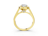 Yellow gold Cushion Halo Solitaire Diamond Ring with Pave Band and Bezel Setting_52