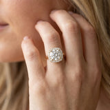 Yellow gold Cushion Halo Solitaire Engagement Ring with Round Diamond and Four-Prong Setting_14