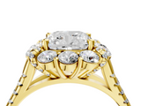 Yellow gold Cushion Halo Split Shank Diamond Engagement Ring with Pave Band and Four-Prong Setting_58