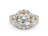 Yellow gold Cushion Halo Split Shank Diamond Engagement Ring with Prong Setting_19