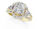 Yellow gold Cushion Halo Split Shank Diamond Engagement Ring with Prong Setting_20