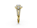 Yellow gold Cushion Halo Split Shank Diamond Engagement Ring with Prong Setting_21