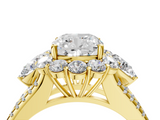 Yellow gold Cushion Halo Split Shank Diamond Engagement Ring with Prong Setting_23