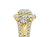 Yellow gold Cushion Halo Split Shank Diamond Engagement Ring with Prong Setting_24