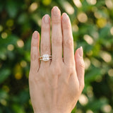 Yellow gold Cushion Halo Split Shank Diamond Ring with Four-Prong Setting_3