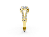 Yellow gold Cushion Halo Split Shank Diamond Ring with Four-Prong Setting_38