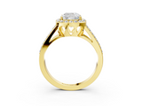 Yellow gold Cushion Halo Split Shank Diamond Ring with Four-Prong Setting_39