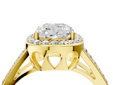 Yellow gold Cushion Halo Split Shank Diamond Ring with Four-Prong Setting_40
