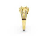 Yellow gold Cushion Halo Split Shank Diamond Ring with Milgrain Prong Setting_16