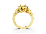 Yellow gold Cushion Halo Split Shank Diamond Ring with Milgrain Prong Setting_17