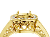 Yellow gold Cushion Halo Split Shank Diamond Ring with Milgrain Prong Setting_18