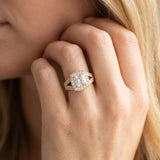 Yellow gold Cushion Halo Split Shank Diamond Ring with Milgrain Prong Setting_8