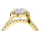 Yellow gold Cushion Halo Split Shank Diamond Ring with Pavé Setting_29