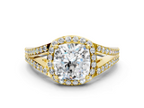 Yellow gold Cushion Halo Split Shank Diamond Ring with Prong Setting_20
