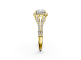 Yellow gold Cushion Halo Split Shank Diamond Ring with Prong Setting_22