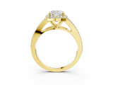 Yellow gold Cushion Halo Split Shank Diamond Ring with Prong Setting_23