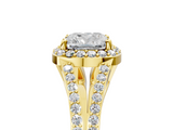 Yellow gold Cushion Halo Split Shank Diamond Ring with Prong Setting_25