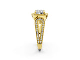 Yellow gold Cushion Halo Split Shank Milgrain Diamond Ring_20