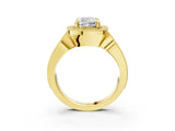 Yellow gold Cushion Halo Split Shank Milgrain Diamond Ring_21