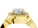 Yellow gold Cushion Halo Split Shank Milgrain Diamond Ring_22