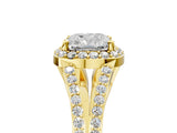 Yellow gold Cushion Halo Split Shank Pave Diamond Ring with Four-Prong Setting_53