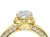 Yellow gold Cushion Halo Split Shank Pave Diamond Ring with Petal Prong Setting_36