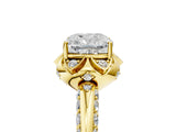 Yellow gold Cushion Halo Split Shank Pave Diamond Ring with Petal Prong Setting_37