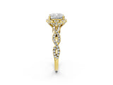 Yellow gold Cushion Halo Twist Band Solitaire Ring with Six-Prong Setting_39