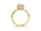 Yellow gold Cushion Halo Twist Band Solitaire Ring with Six-Prong Setting_40