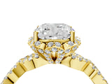 Yellow gold Cushion Halo Twist Band Solitaire Ring with Six-Prong Setting_41