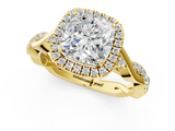 Yellow gold Cushion Halo Twist Band Solitaire Ring_21