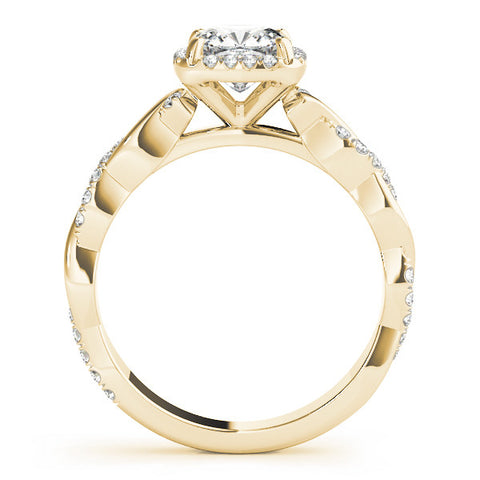 Yellow gold Cushion Halo Twist Band with Four-Prong Setting 2