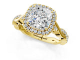 Yellow gold Cushion Halo Twist Band with Four-Prong Setting_4
