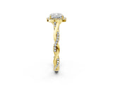 Yellow gold Cushion Halo Twist Band with Four-Prong Setting_5