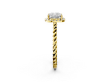 Yellow gold Cushion Halo Twisted Band Four-Prong Diamond Ring_21