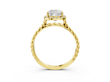 Yellow gold Cushion Halo Twisted Band Four-Prong Diamond Ring_22