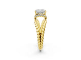 Yellow gold Cushion Halo Twisted Band Four-Prong Ring_34