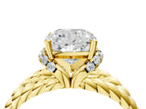 Yellow gold Cushion Halo Twisted Band Four-Prong Ring_36
