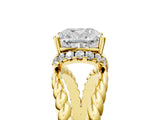 Yellow gold Cushion Halo Twisted Band Four-Prong Ring_37