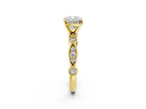 Yellow gold Cushion Milgrain Bezel Diamond Engagement Ring with Solitaire Prong Setting_175