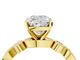 Yellow gold Cushion Milgrain Bezel Diamond Engagement Ring with Solitaire Prong Setting_177