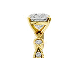 Yellow gold Cushion Milgrain Bezel Diamond Engagement Ring with Solitaire Prong Setting_178