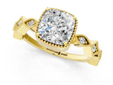Yellow gold Cushion Milgrain Marquise Diamond Twist Band Ring_39
