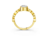 Yellow gold Cushion Milgrain Marquise Diamond Twist Band Ring_41