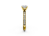 Yellow gold Cushion Milgrain Pave Diamond Engagement Ring with Four-Prong Setting_158